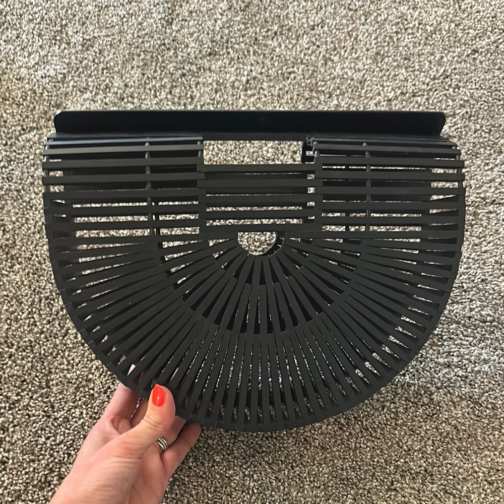 Chic Black Bamboo Handbag